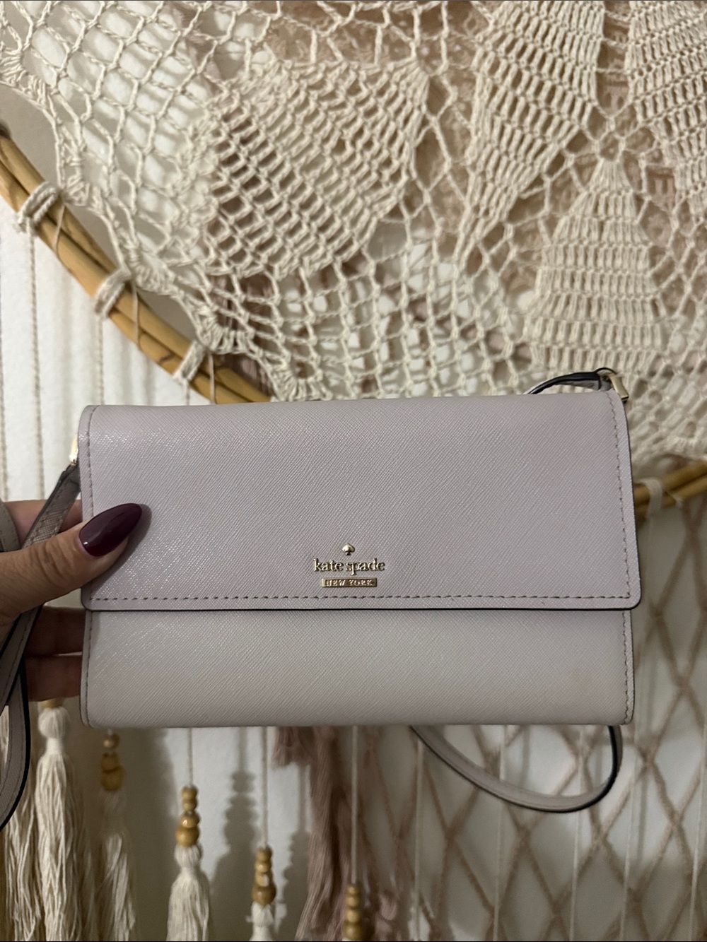 kate spade Light Blush Saffiano Crossbody Wallet